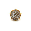 Vintage Retro 22K Carved Yellow Gold and Round Ball Diamond Cluster Ring