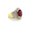 Vintage Retro Regal Style 5 Carat Red Tourmaline & Diamond Ring in 18K Gold