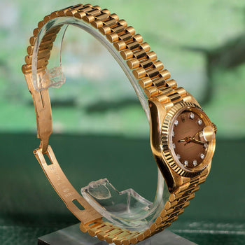 Vintage Rolex 6917 Datejust Presidential 23mm Brown Diamond Dial Gold Watch – Assay Jewelers