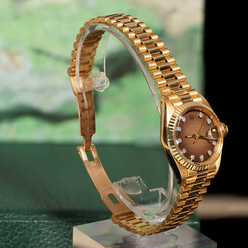 Vintage Rolex 6917 Datejust Presidential 23mm Brown Diamond Dial Gold Watch – Assay Jewelers