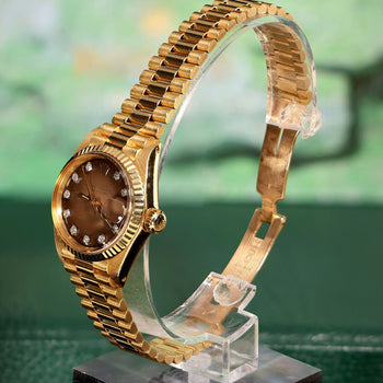 Vintage Rolex 6917 Datejust Presidential 26mm Brown Diamond Dial Gold Watch – Assay Jewelers