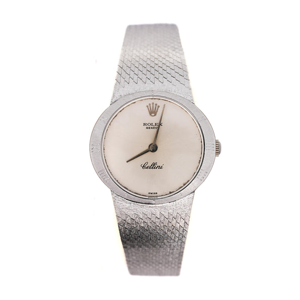 Vintage Rolex Cellini 3809 Manual 18K White Gold & Silver Mesh Watch