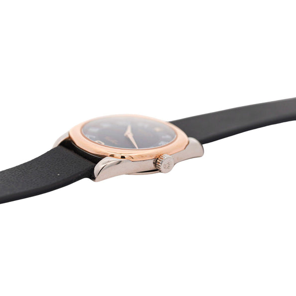 Vintage Rolex Cellini Danaos 18K Rose Gold Black Dial Ladies Quartz Watch