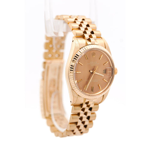 Vintage Rolex OP Date 34mm 14k Gold Champagne Dial Watch