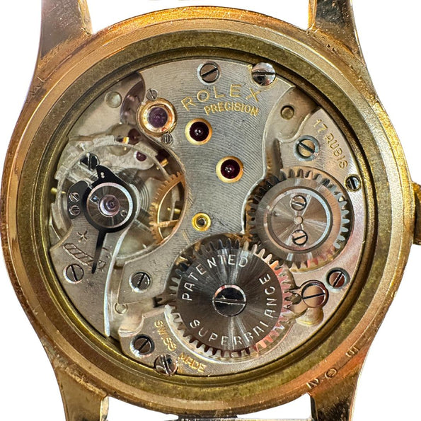 Vintage Rolex Precision 12325 Gold Manual Wind Sub Dial On Leather Watch