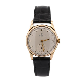 Vintage Rolex Precision 12325 Gold Manual Wind Sub Dial On Leather Watch – Assay Jewelers