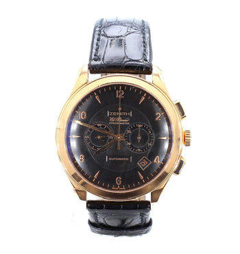 Zenith El Primero Grande Class Chronograph Automatic 18K Rose Gold Black Watch – Assay Jewelers