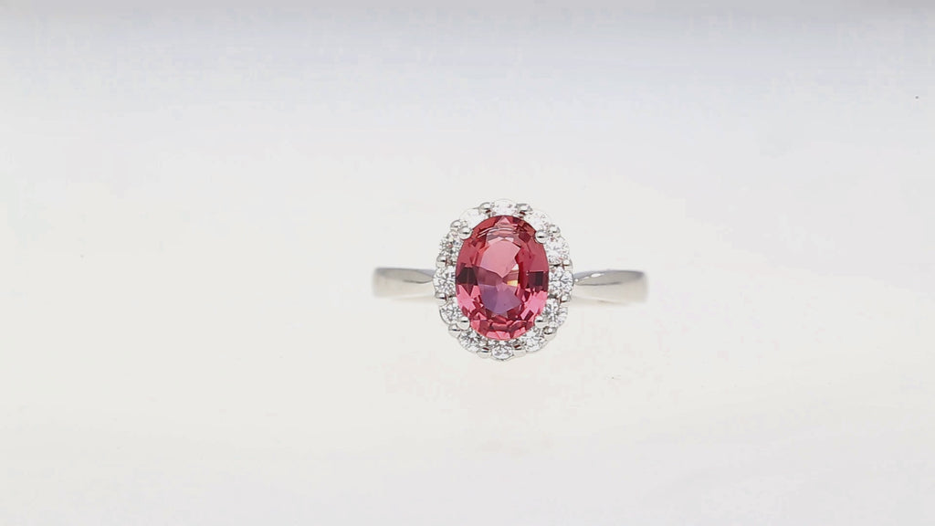 GIA Certified 1.81 Carat No-heat Padparadscha Sapphire & Diamond Ring