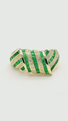 1.55 Carat Emerald & Diamond in 18K Gold Bow Dome Design Band Ring