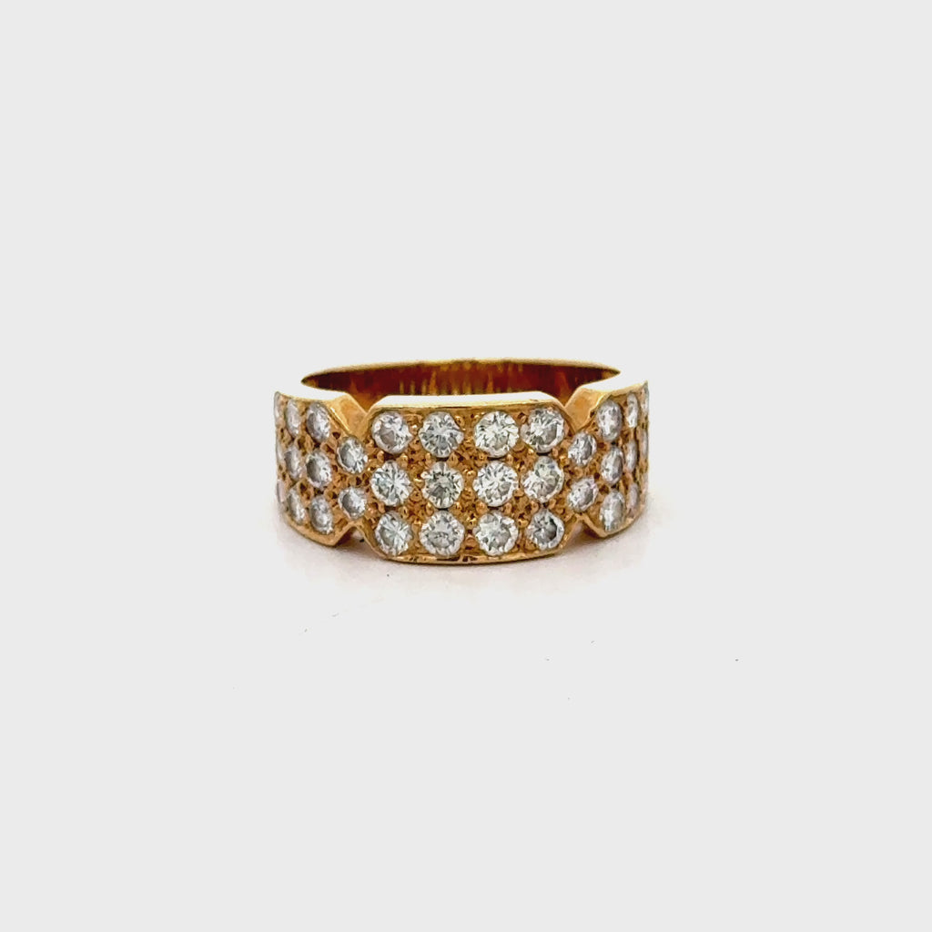 1.9 Carat Diamond Pave 18K Gold Unisex 8.5mm Curved Band Ring
