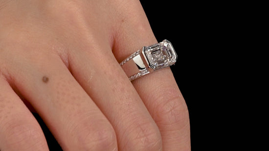 IGI Certified 5.5 Carat Radiant Cut Lab Diamond Half Bezel East-West Unisex Ring