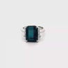 GIA Certified 4.58 Carat Emerald Cut Indicolite Tourmaline Diamond Platinum Ring