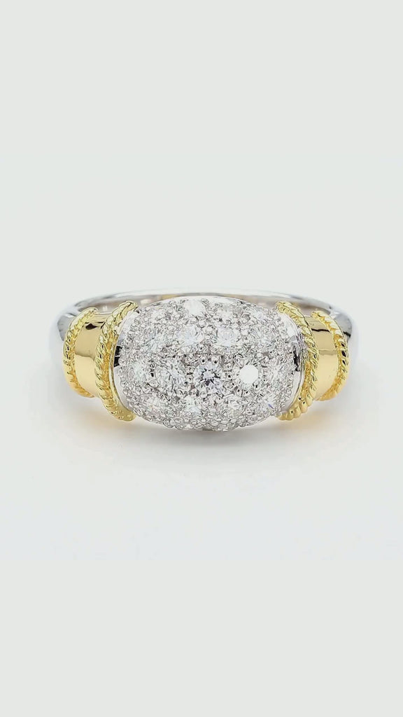 Diamond Platinum & 18K Gold Two Tone Pave Band Ring