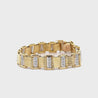 18K Gold Square Link 2-Tone Diamond Mens Bracelet