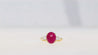 4.93 Carat Cabochon Cut Ruby & Oval Cut Diamond Three Stone 18K Ring