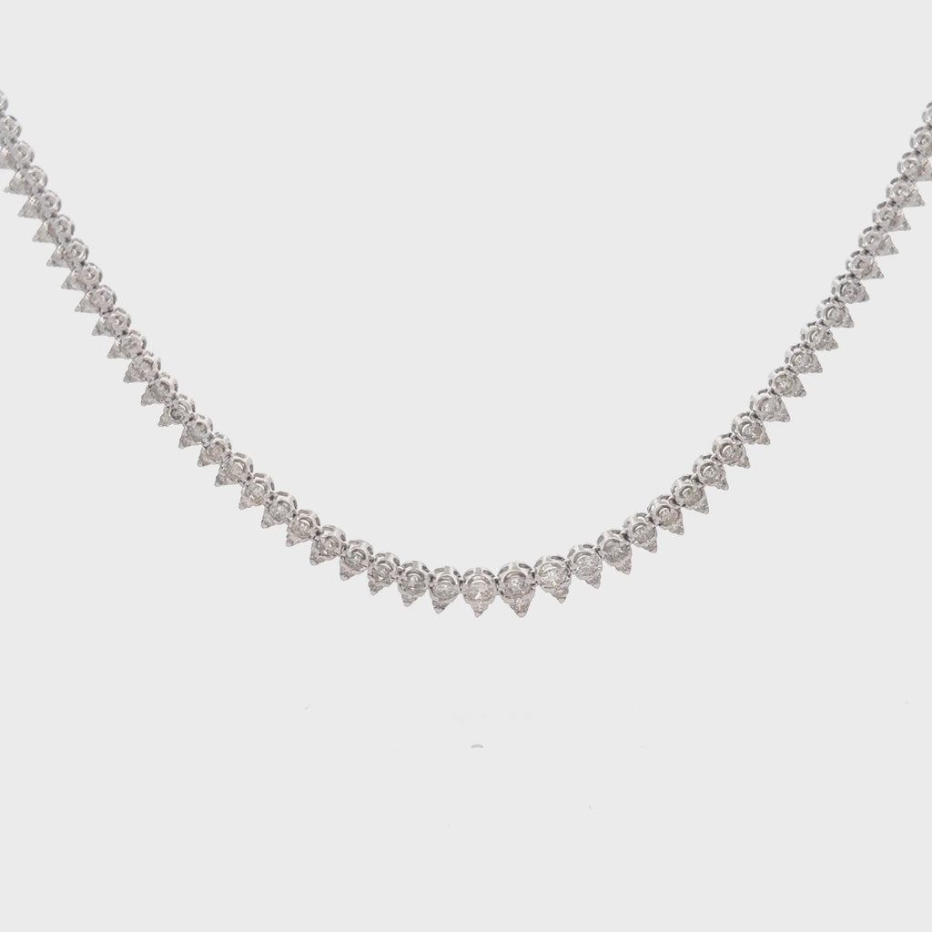 5 Carat Round Cut Diamond Platinum 2-Row Teardrop Tennis Necklace