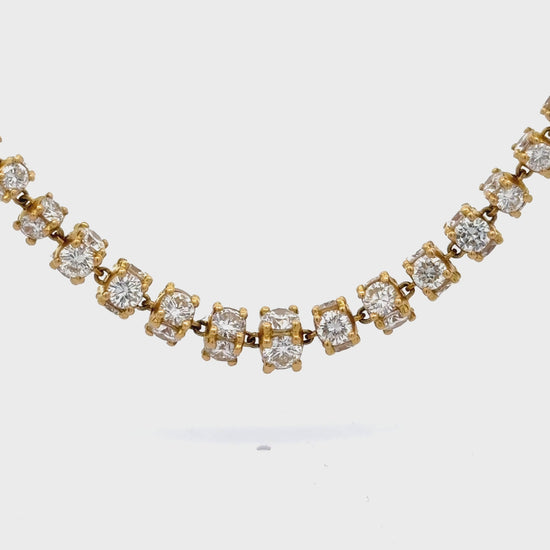 17 Carat Round Diamond 18K Gold Cylinder Chain Necklace