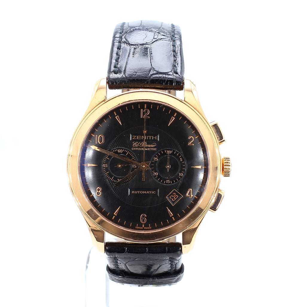 Zenith El Primero Grande Class Chronograph Automatic 18K Rose Gold Black Watch