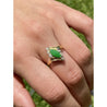 Marquise cut Jadeite Jade Ring with Natural Diamonds in 18k Solid yellow Gold